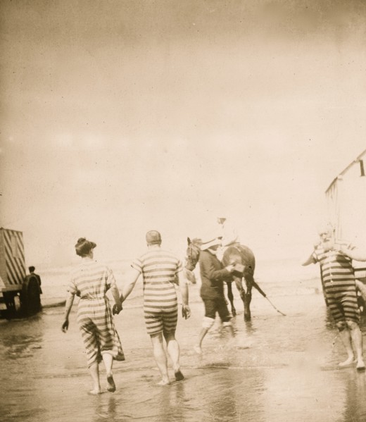 Bathers in Rented Gowns, Horse on the Beach 1912