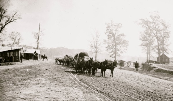 Big Black River Station, Miss. Wagons and sheds 1864