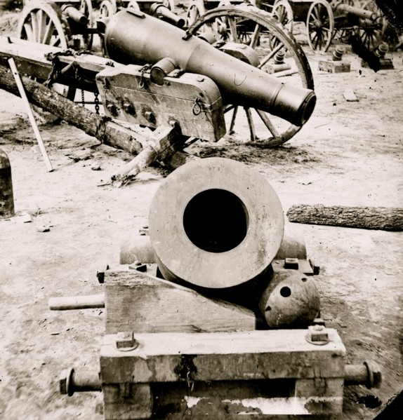 Broadway Landing, Appomattox River, Virginia. View of mortar and artillery 1865
