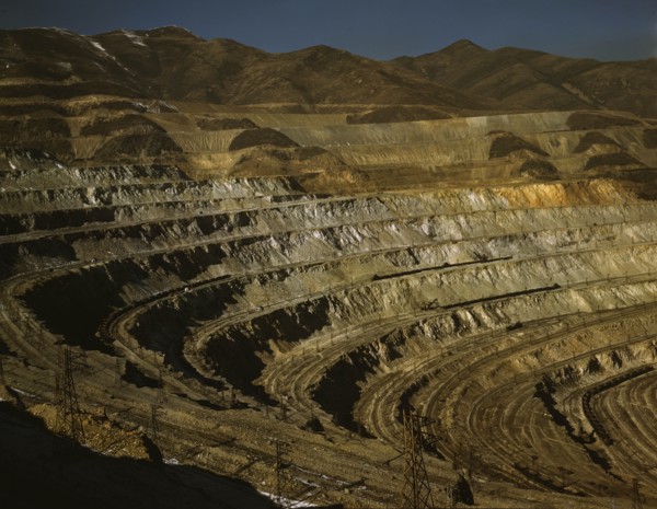Open-pit workings of the Utah Copper Company, Bingham Canyon, Utah. 1942