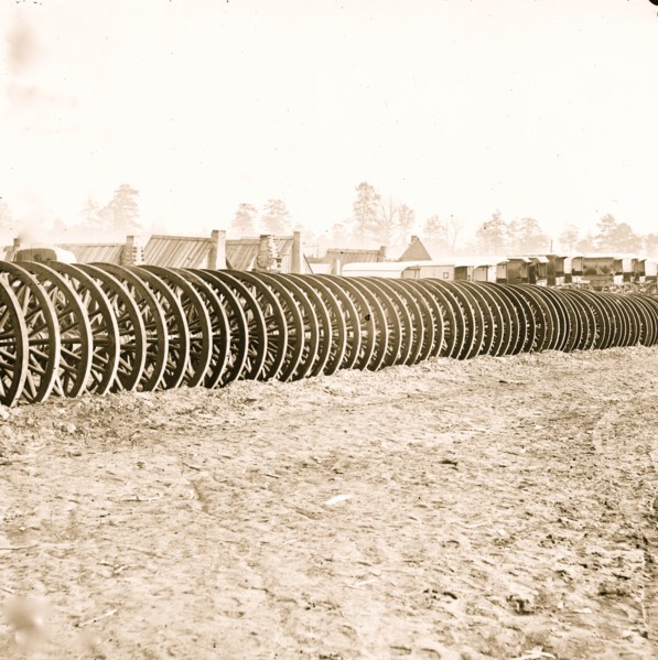 City Point, Virginia (vicinity). Park of army wagon wheels 1865