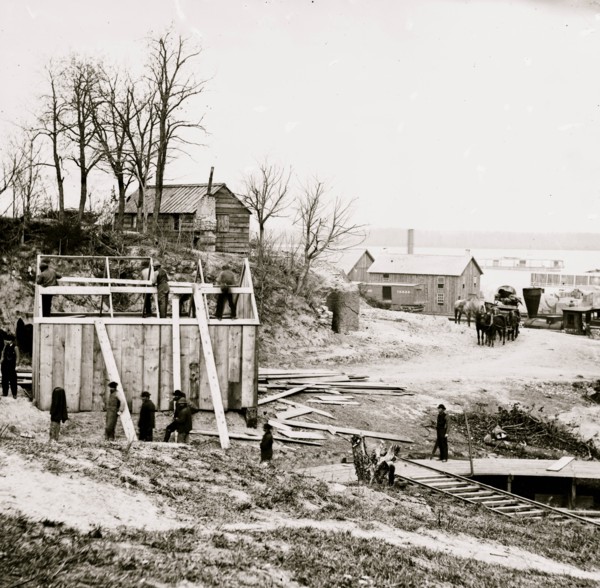 City Point, Virginia. Building storehouse and railroad depot 1864
