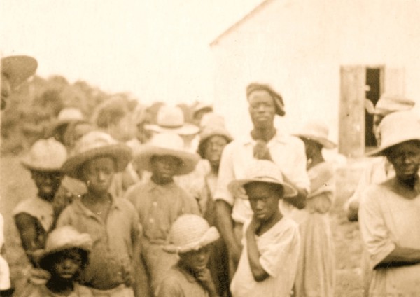 Cleveland Simmons (tallest), and others, Old Bight, Cat Island, Bahamas, 1935