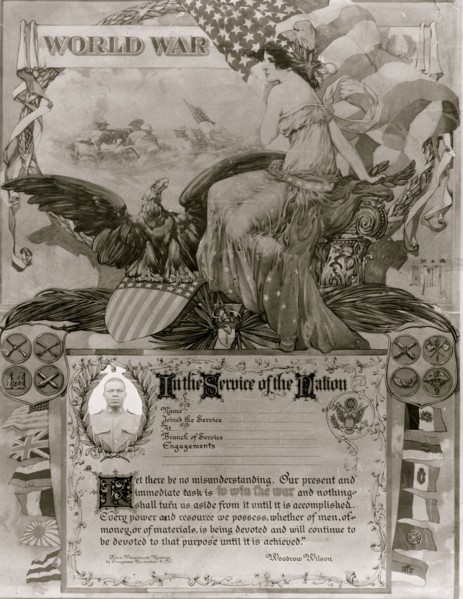In the service of the nation, for a soldier's record of service 1919