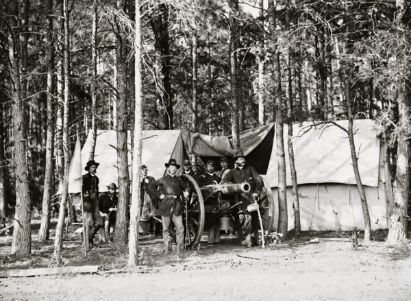 Culpeper, Va. Group of officers with gun at artillery headquarters 1863