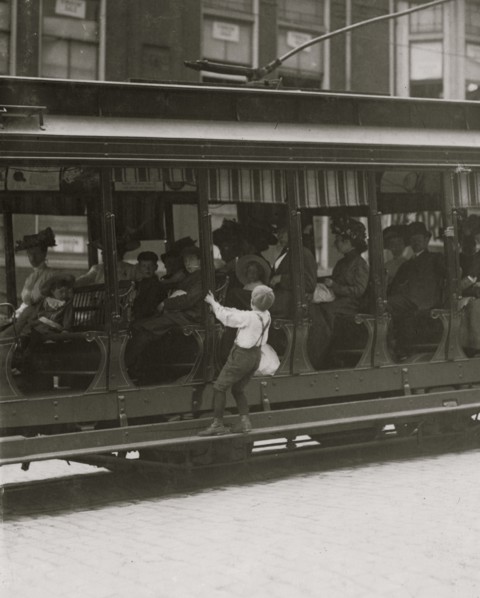 9 Year Old Wilmington Newsboy flips Trolleys 1910