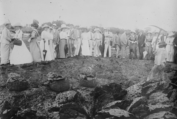 Examining the pitch beds in Jamaica, Trinidad