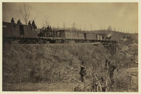 First train across Bull Run Bridge, spring of 1863 1863