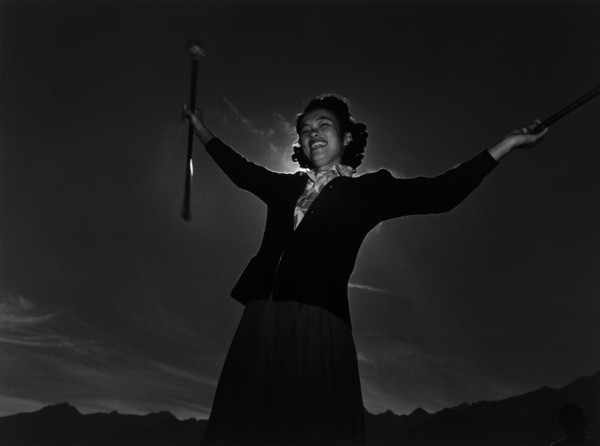 Baton practice, Florence Kuwata 1943