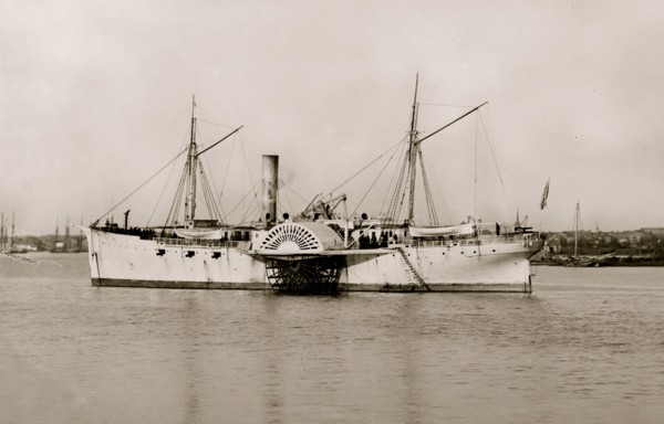 Fort Monroe, Virginia. Gunboat SANTIAGO DE CUBA off Fort Monroe 1864