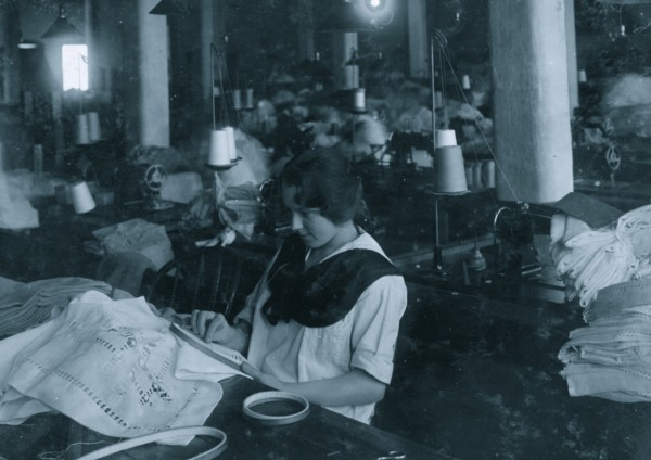 Hand drawn work on curtains in Embroidery 1917