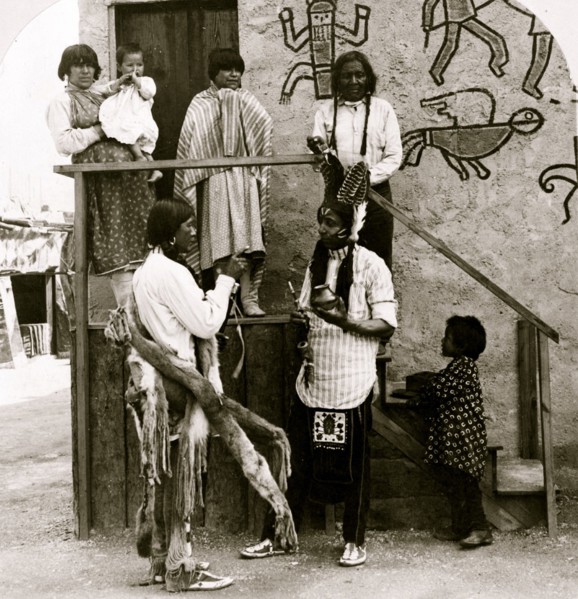 Moki rain maker and chief in costume, World's Fair, St. Louis, 1905 1904