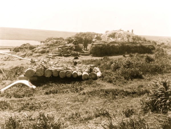 Nihkoyak, men's house at winter camp--Nunivak 1929