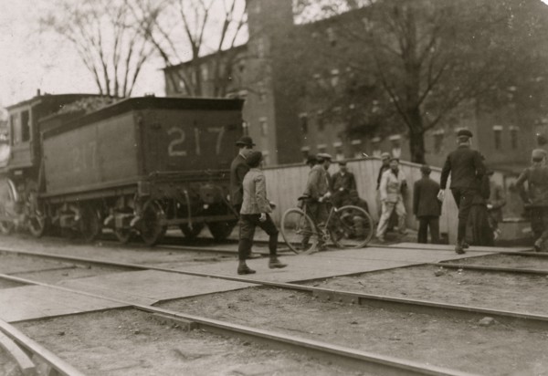 Noon hour, May 19, 1909. Boys working in Great Falls Mfg. Co., Somersworth, NH.  1910