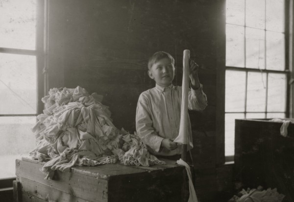 One of the youngest turners at work in the Crescent Hosiery Mill 1914