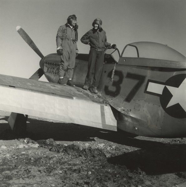 Toni Frissell with Major George S. "Spanky" Roberts at Ramitelli, Italy, March, 1945 1945
