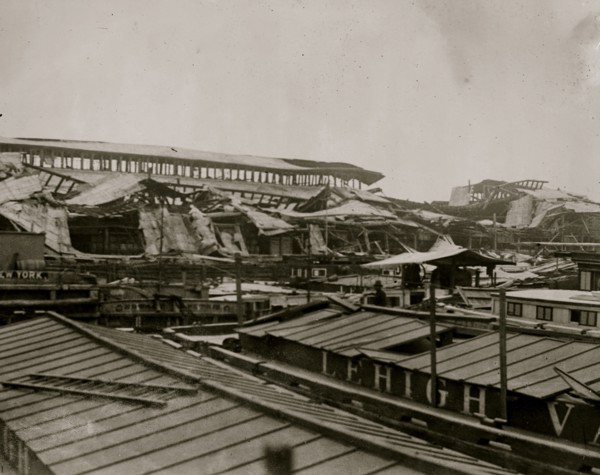 Pier, Jersey City after munitions explosion; Black Tom Depot 1916