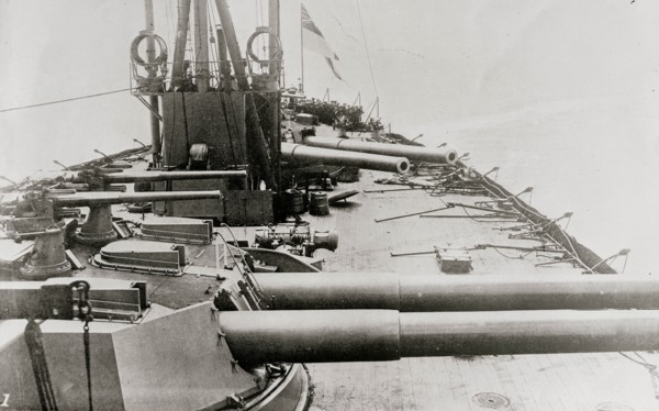 Quarterdeck of DREADNOUGHT cleared for action
