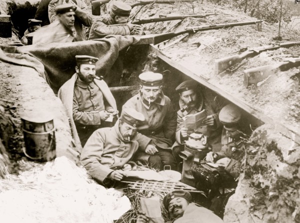 quiet moment in German trenches