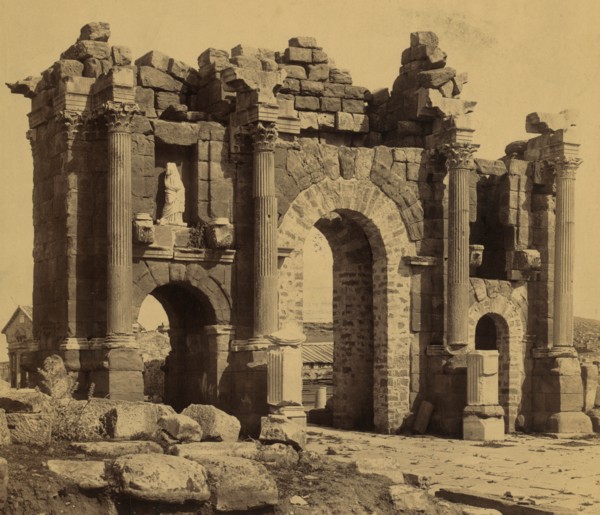 Remains of Roman Arch of Trajan at Thamugadi (Timgad), Algeria. 1875