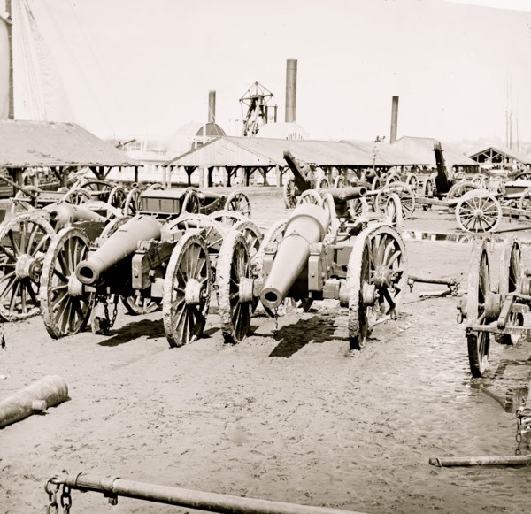 Richmond, Va. Captured siege guns at Rocketts; 1865
