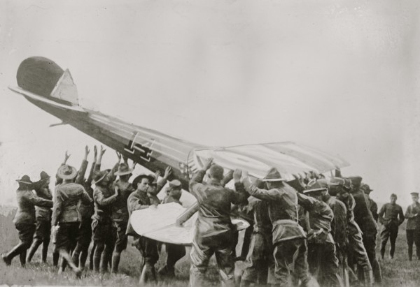 Righting an overturned plane