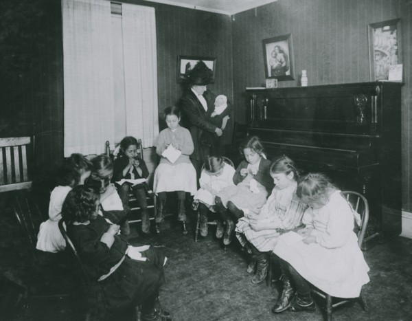 Sewing class in Sprague House Settlement Providence, R.I. 1912
