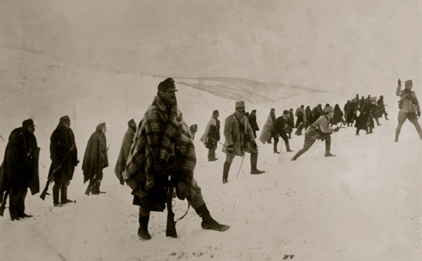 Austrian troops advancing in the Carpathians