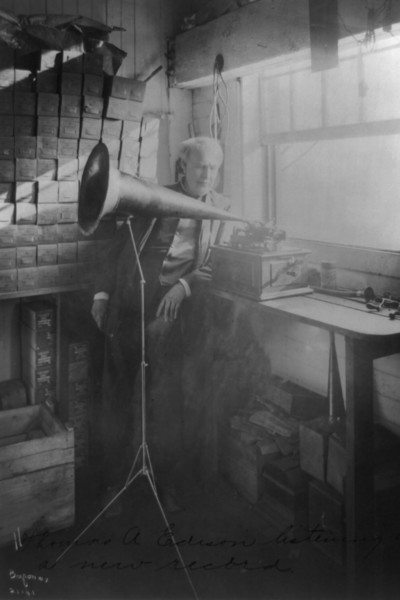 Thomas Edison Listening to the Phonograph