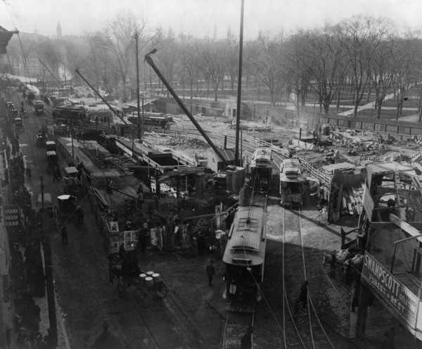 Trolley cars near Boston Commons, Boston, Massachusetts 1897