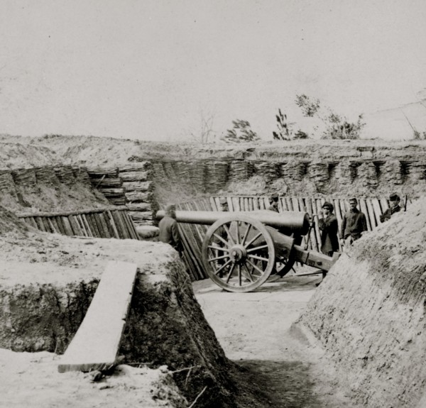View in Water Battery, James River, Va.--Ready to fire 1865