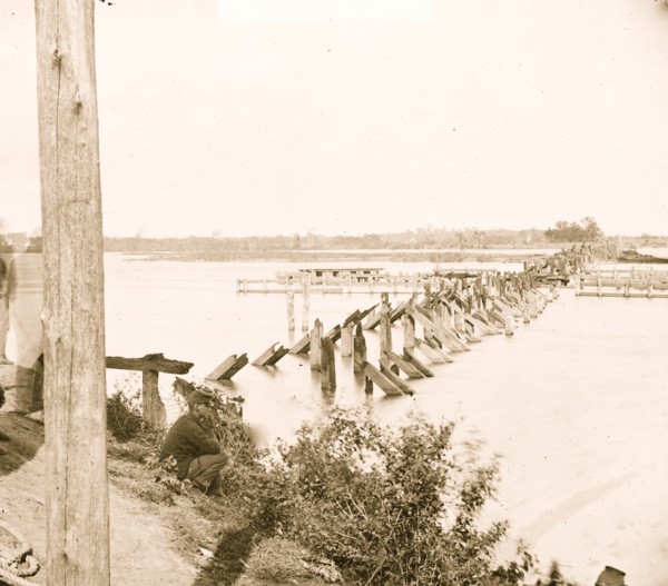 Ruins of bridge on Richmond & York River Railroad.  1863