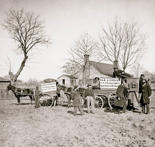 Wagons and camera of Sam A. Cooley, U.S. photographer, Department of the South 1863