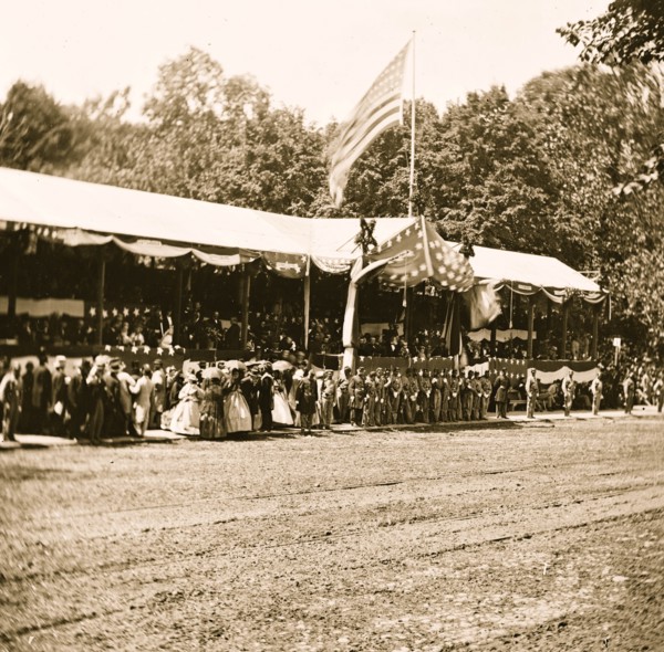 The grand review of the Army. Presidential reviewing stand  1865