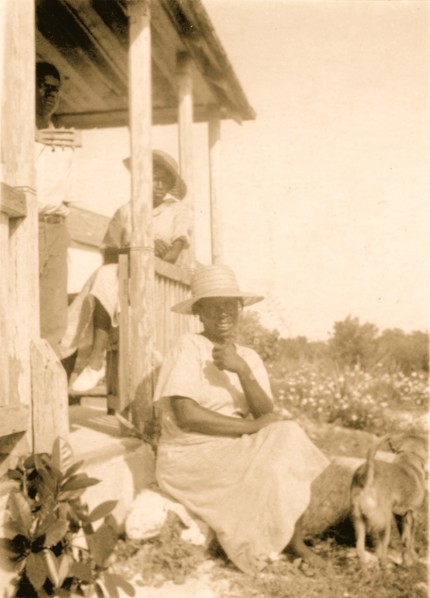 Women posing on a porch, Cat Island, Bahamas 1935