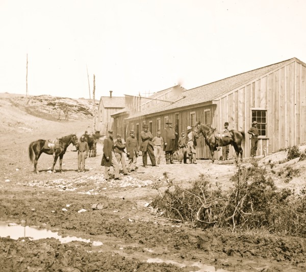 Yorktown, Virginia (vicinity). Federal troops at Confederate winter quarters near Yorktown 1863