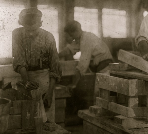 Young boy polishing marble in Vermont Marble Co., 1910