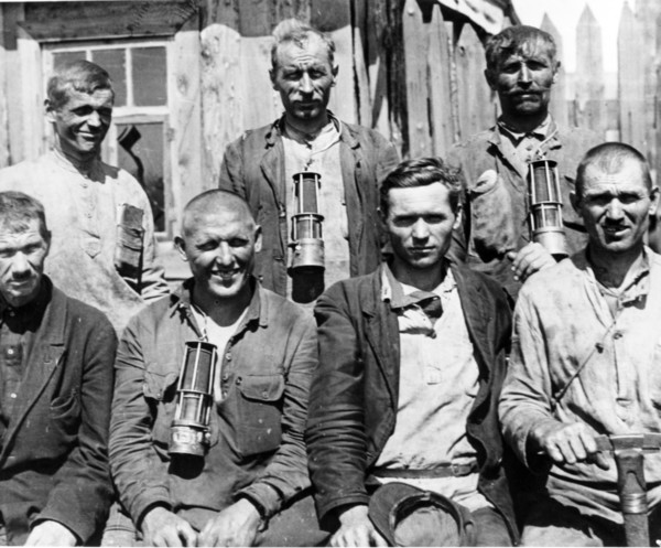 Group of miners from donbass, ussr, 1932.