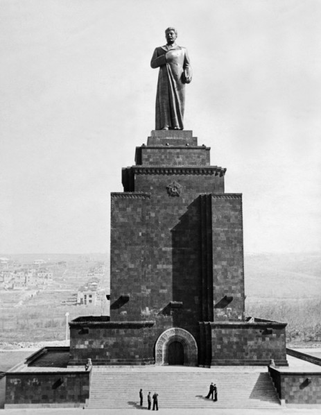 50 meter high monument to josef stalin erected in the armenian capital of yerevan, 1951, the monument was built by sculptor and people's artist of the ussr, s, merkurov and architect, r, izraelian who...