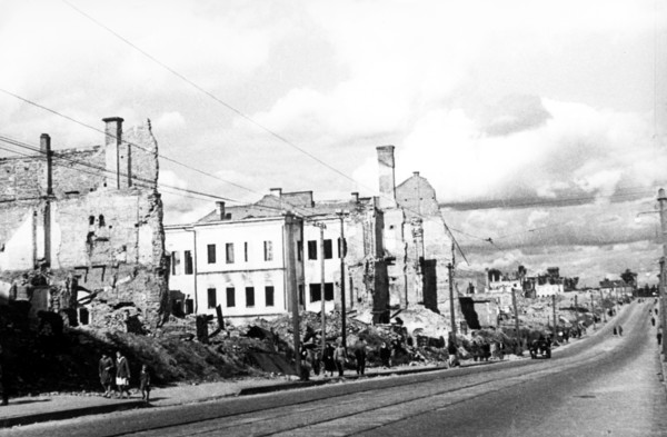 Street in the city of minsk, byelorussia in 1944.