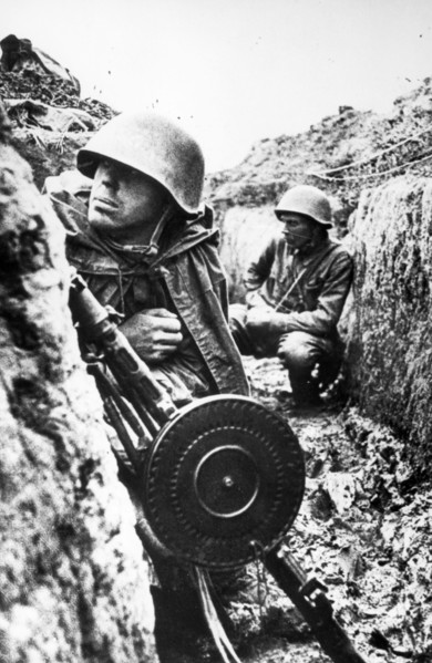 world war ll: soldiers in the trenches of the leningrad front before an offensive.