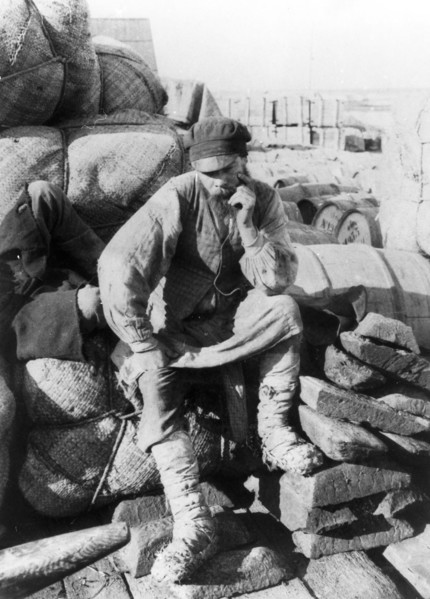 Dock worker in the nizhni novgorod region in the early 1900's, (pre-revolution).