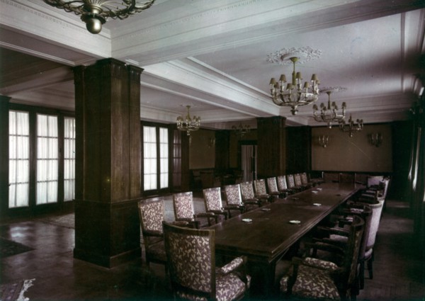 Inside the town hall of the council of sztalinvaros in hungary, 1950s.