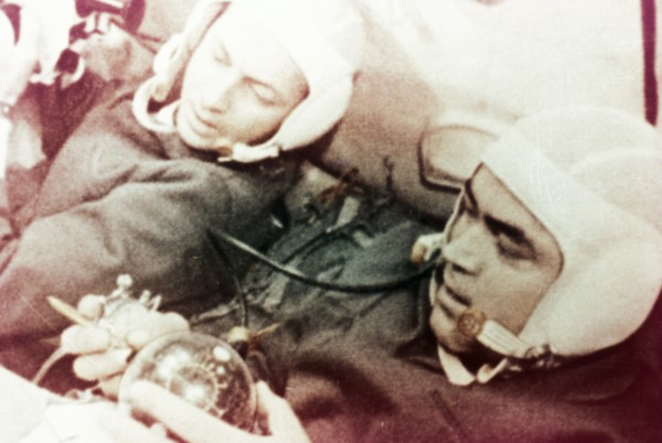 Soviet cosmonauts andrian nikolayev and vitali sevastyanov during the soyuz 9 mission, 1970.