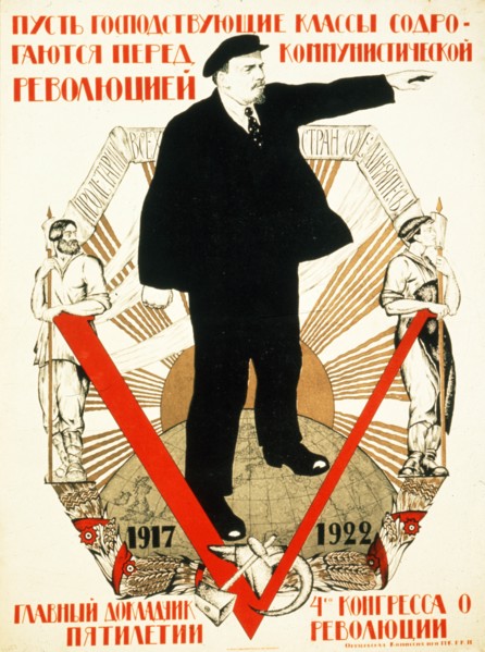 Soviet art: poster of v,i, lenin for the 4th communist party congress, 1922: 'let the ruling class quake in the face of the communist revolution' .