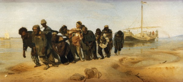 The barge haulers', 'the volga boatmen', or, in russian, 'burlaki', a painting by ilya repin from the early 1870s.