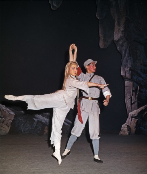 A scene from the revolutionary ballet called 'white haired girl' or 'girl with white hair', 1966.