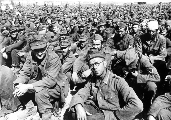 Captured nazi soldiers in khodynskkoye field, moscow.