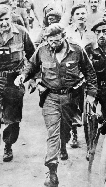 Cuba, fidel castro and headquarters staff hurry to the giron beaches (ataque a la playa giron) invaded by cuban exiles during the bay of pigs invasion, which was sponsored by the u,s,, (photo itar-tas...