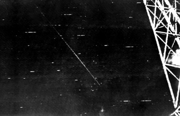 Australia, on the 8th of october 1957 melbourne astronomers pictured the first sputnik satellite tracking over the city.